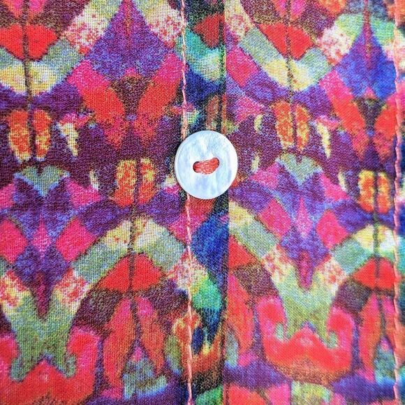 Rabbit Rabbit Rabbit Abstract Ombre Orange Red Pleated Shift Dress size 12 - Picture 9 of 15